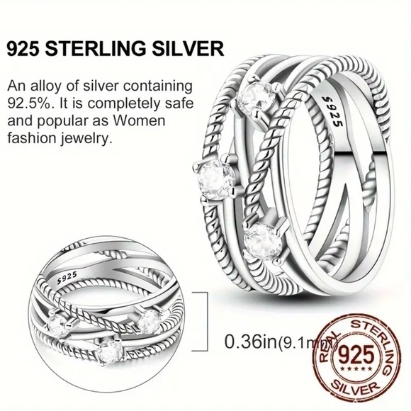 Women’s 925 Sterling Silver Ring - Size 7 - NWT - Picture 5 of 6